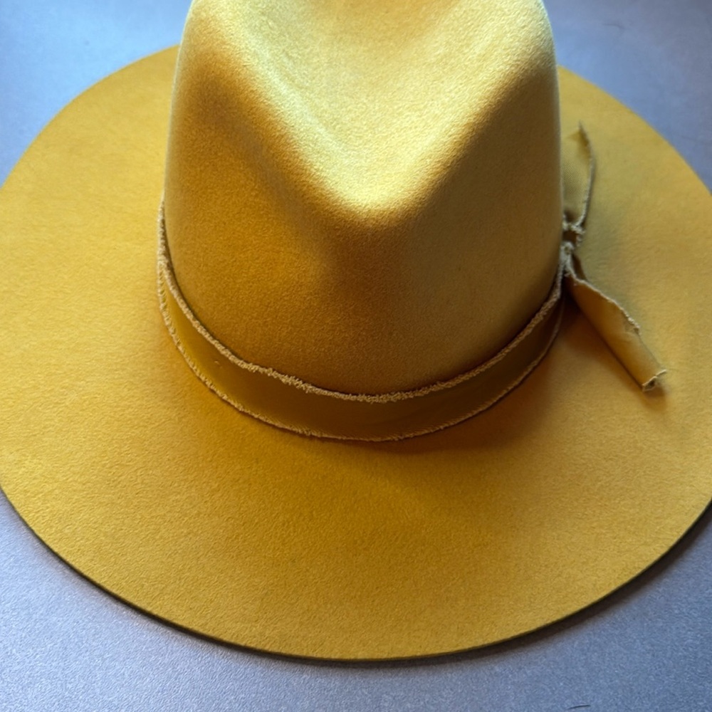 Olive & Pique Kaia Panama Hat Mustard Yellow Wool Western Boho Rancher